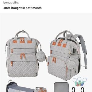 Stylish Gray Baby Bag Backpack w/ Changing Station